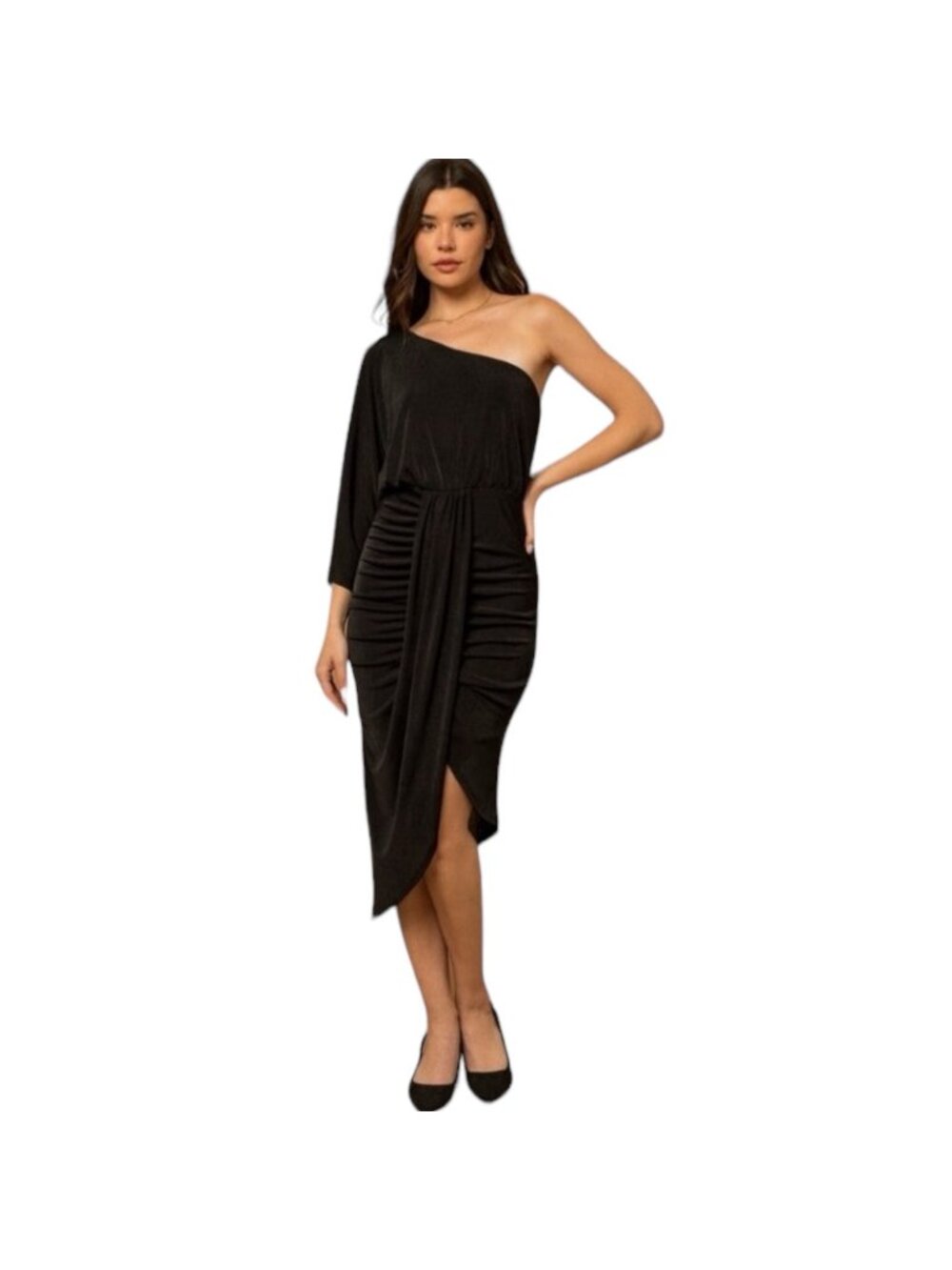 Gilli NWT Women's Black One-Shoulder Cocktail Dress, Asymmetrical Hem Size L